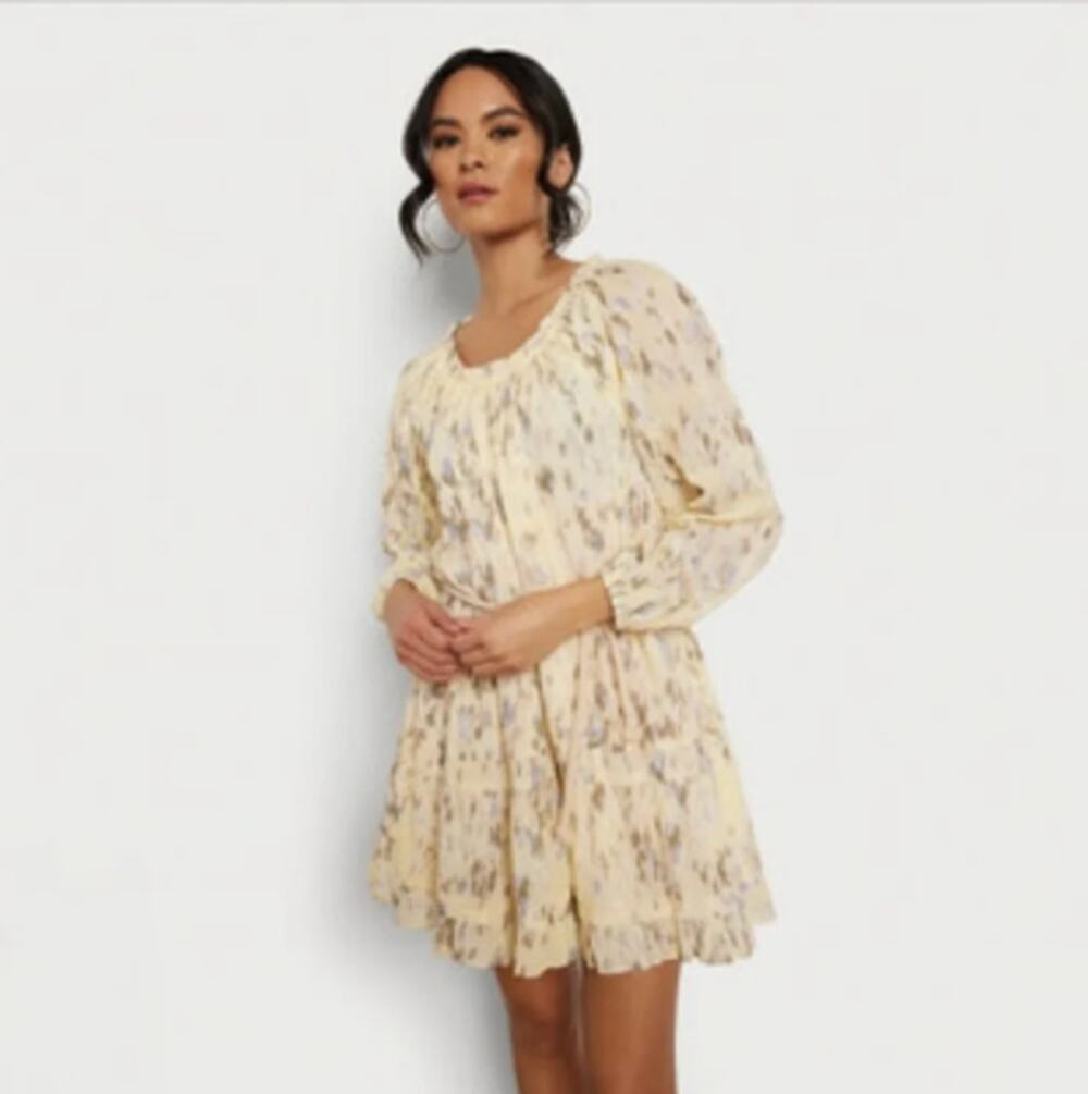 Sam Edelman Womens Rainey Yellow Ruffle Boho Mini Dress Small